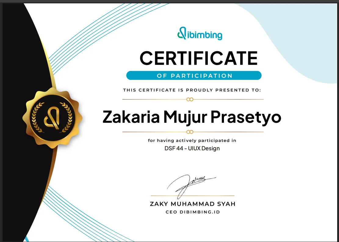 Zakaria Mujur Prasetyo   Dibimbing   UI UX DSF44